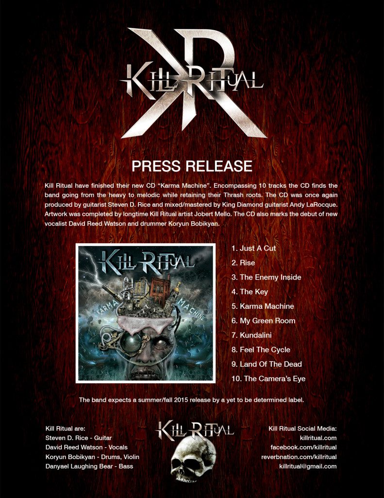 New Kill Ritual album ‘Karma Machine’ finished - David Reed Watson